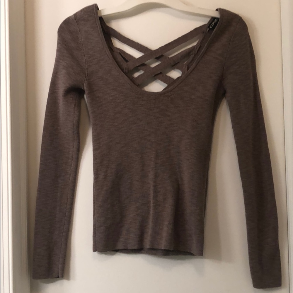 Rose Long Sleeved Express Sweater Criss Cross Back